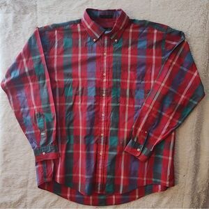 Men's Colours by Alexander Julian Oxford Shirt‎ Mens XL Pink Multi Plaid Casual